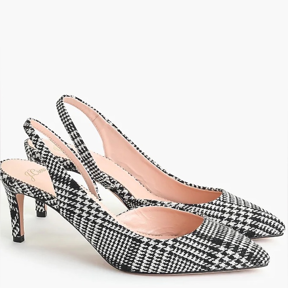 J. Crew Collette glen plaid slingback heels size 7